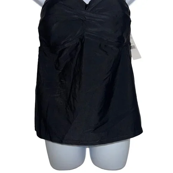 NWT Catalina Black Adjustable Strap Halter Tankini Swim Top Womens Large - Picture 3 of 9